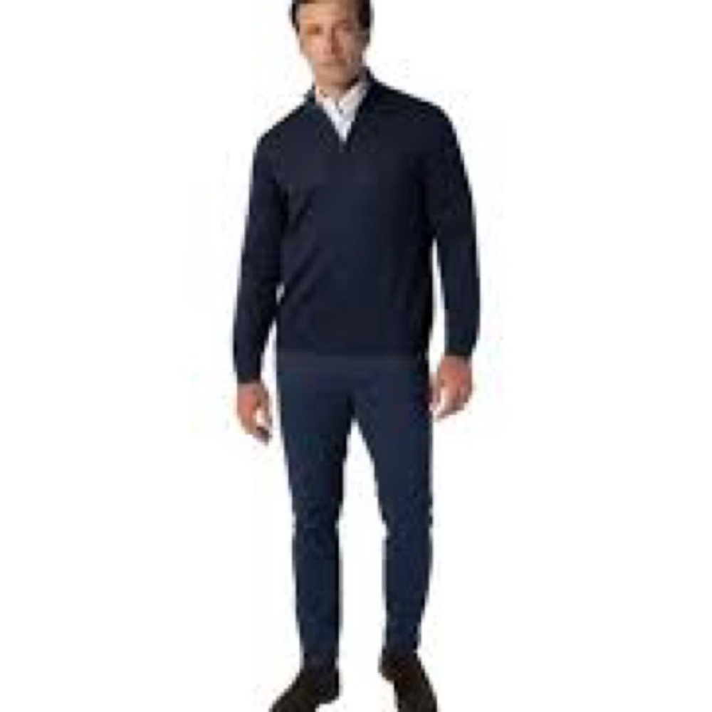 Men's Navy Blue Pima Cotton Quarter-Zip Sweatshirt Sweater